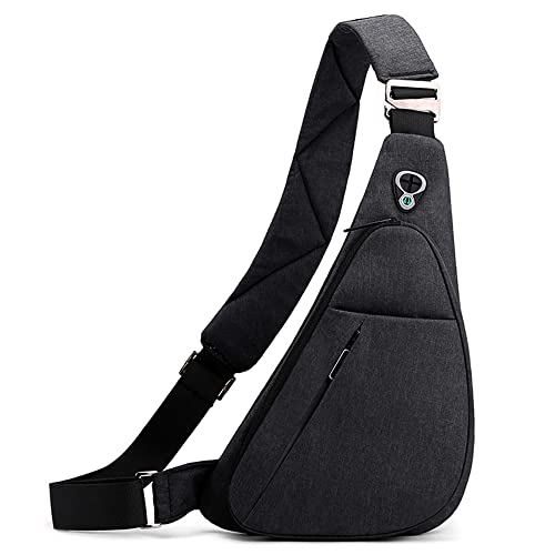 VARLIVOO Herren Sling Bag Brusttasche für Herren Schultertasche Hiking Fitness Radfahren Chest Bag Sporttasche Umhängetaschen Wasserdicht Polyester Schwarz C von VARLIVOO