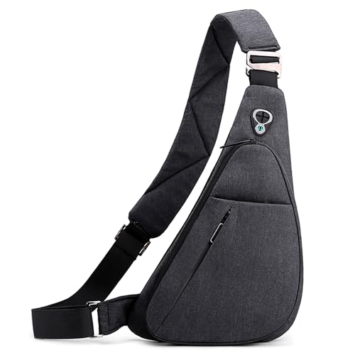 VARLIVOO Herren Sling Bag Brusttasche für Herren Schultertasche Hiking Fitness Radfahren Chest Bag Sporttasche Umhängetaschen Wasserdicht Polyester Schwarz C von VARLIVOO
