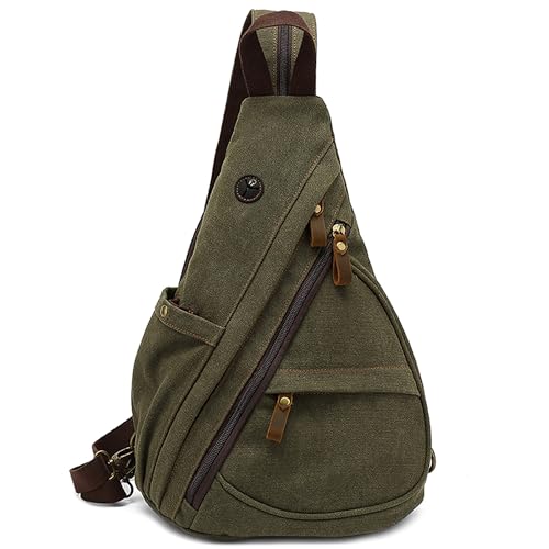 VARLIVOO Herren Sling Bag Crossbody Bag Schultertasche Wandern Reisen Camping Radfahren Bergsteigen Schule Segeltuch Umhängetaschen Sling Rucksack Armeegrün B VARLIVOO Herren Sling Bag Crossbody Bag Schultertasche Wandern Reisen Camping Radfahren Bergsteigen Schule Segeltuch Umhängetaschen Sling Rucksack Armeegrün B von VARLIVOO