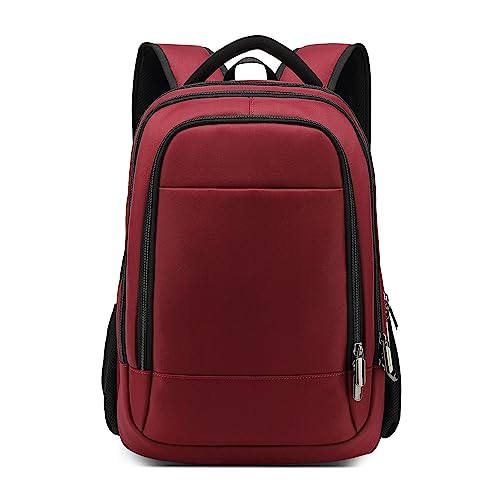 VARLIVOO Laptop Rucksack Herren 15.6 Zoll Schulrucksack mit USB-Ladeanschluss Geschäfts Rucksack Laptoptasche Tagesrucksack Daypack für Arbeit Reisen College Wasserdicht Polyester Backpack Rot von VARLIVOO