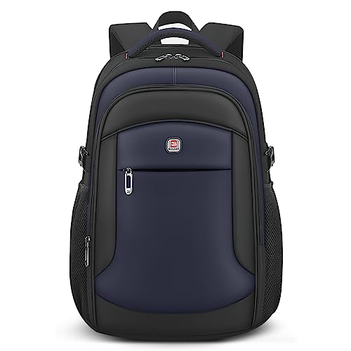 VARLIVOO Laptop Rucksack Herren 16 Zoll mit USB-Ladeloch groß Business Rucksack Notebook Schulrucksack Multifunktion Laptoptasche Backpack für Arbeit Reisen College Wasserdicht Polyester Blau von VARLIVOO