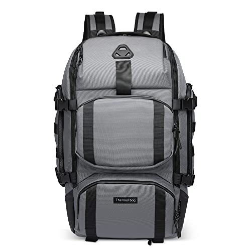 VARLIVOO Laptop Rucksack Herren 17.3 Zoll Große Arbeit Rucksack mit USB Ladeanschluss und Schloss Anti Diebstahl Schulrucksack Business Reisen Backpack mit Regenhülle Isolierfach Grau von VARLIVOO