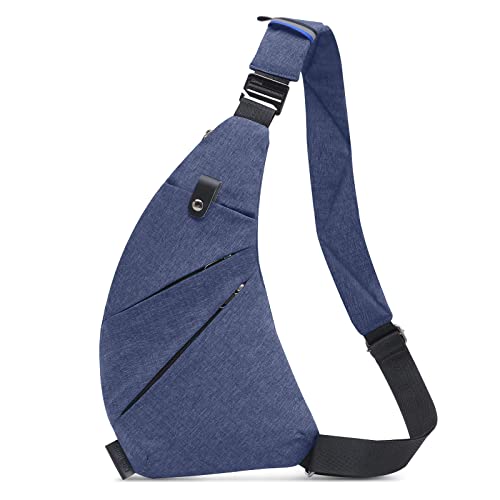 VARLIVOO Leichte Brusttasche Herren Umhängetasche Schultertasche Klein Sling Bag Chest Bag Anti-Diebstahl Sling Rucksack Crossbody Pack für Sport Radfahren Reisen Wasserdicht Polyester Blau von VARLIVOO