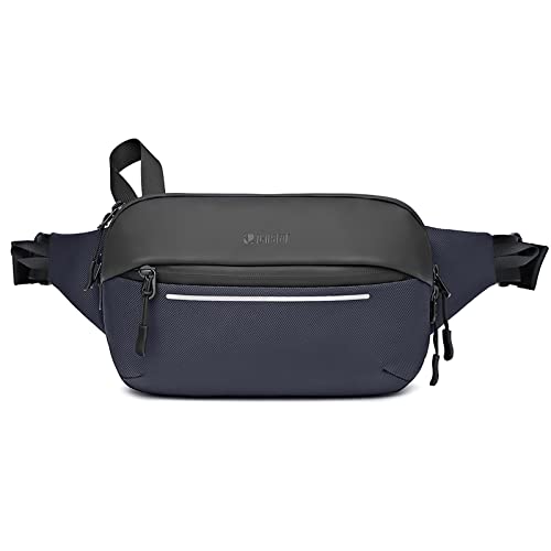 VARLIVOO Mode Bauchtasche Herren Brusttasche Gürteltasche mit Reflektierende Streifen Schultertasche Jungen Hüfttasche Wasserdicht Sling Chest Crossbody Bag für Reise Outdoor Sport Blau von VARLIVOO