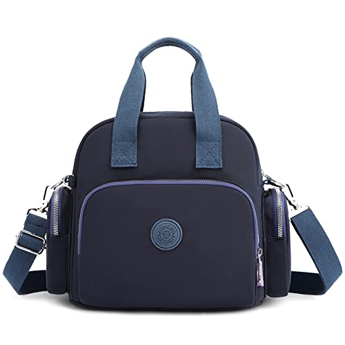 VARLIVOO Mode Damen Schultertasche mit USB Port Frauen Umhängetasche Handtasche Rucksack College Camping Reisen Taschen Crossbody Bag Wasserdichtes Polyester Navy blau von VARLIVOO