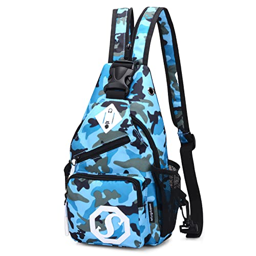 VARLIVOO Mode Damen Sling Bag Crossbody Bag Frauen Schultertasche Umhängetaschen Hiking Reisen Sling Rucksack Wasserdicht Polyester Blaue Tarnung VARLIVOO Mode Damen Sling Bag Crossbody Bag Frauen Schultertasche Umhängetaschen Hiking Reisen Sling Rucksack Wasserdicht Polyester Blaue Tarnung von VARLIVOO