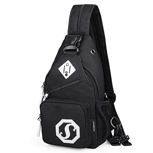 VARLIVOO Mode Damen Sling Bag mit Kopfhöreranschluss Brusttasche Frauen Schultertasche Umhängetaschen Crossbody Bag Hiking Reisen Sling Rucksack Wasserdicht Polyester Schwarz von VARLIVOO