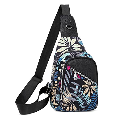 VARLIVOO Mode Damen Sling Bag Klein Crossbody Bag Nettes Muster Frauen Schultertasche Umhängetaschen Sporttasche Hiking Reisen Sling Rucksack Wasserdicht Polyester Blau von VARLIVOO