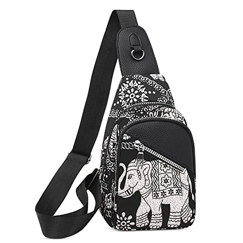 VARLIVOO Mode Damen Sling Bag Klein Crossbody Bag Nettes Muster Frauen Schultertasche Umhängetaschen Sporttasche Hiking Reisen Sling Rucksack Wasserdicht Polyester Grau von VARLIVOO