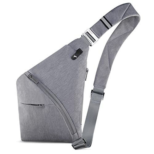 VARLIVOO Mode Damen Sling Bag Men Sling Bag Klein Crossbody Bag Frauen Schultertasche Umhängetaschen Sporttasche Hiking Reisen Sling Rucksack Wasserdicht Polyester Grau von VARLIVOO