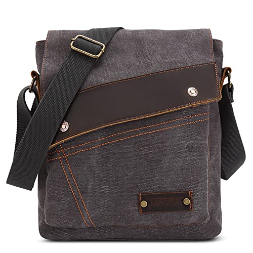 VARLIVOO Retro Herren Umhängetasche Schultertaschen Messenger Bags Arbeitstasche Kuriertasche Taschen Camping Schule Segeltuch Grau von VARLIVOO