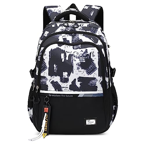 VARLIVOO Rucksack Jungen Schulrucksack Teenager 15.6 Zoll Laptop Rucksack Herren Groß Schulranzen Leicht Schultasche Multifunktions Studenten Daypack Reisen Wasserdicht Polyester School Bag Graffiti B von VARLIVOO