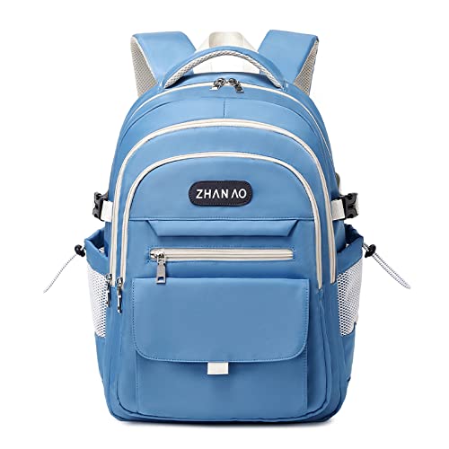 VARLIVOO Schulrucksack Mädchen Teenager Rucksack Damen Schultaschen 15.6 Zoll Laptop Rucksack Wasserdicht Schulranzen für Schule Reisen Camping Blau von VARLIVOO