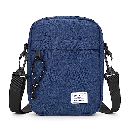 VARLIVOO Umhängetasche Herren Klein Schultertasche Mini Messenger Bag Crossbody Tasche Shoulder Bag Handytasche für Reise Fitness Sport Camping Wasserdichte Polyester Blau von VARLIVOO