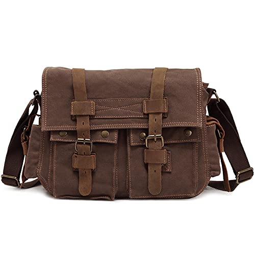 VARLIVOO Umhängetasche für Herren Schultertaschen 14" Zoll Laptoptaschen Messenger Bags Kuriertasche Aktentasche Taschen Arbeiten Schule Segeltuch Braun B von VARLIVOO