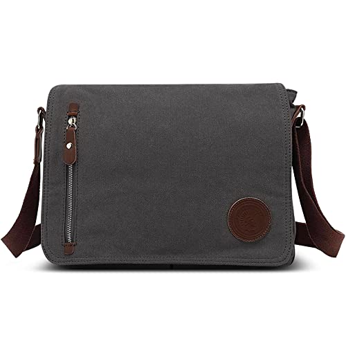 VARLIVOO Umhängetasche für Herren Schultertaschen 14" Zoll Laptoptaschen Messenger Bags Kuriertasche Taschen Camping Arbeiten Schule Segeltuch Grau von VARLIVOO