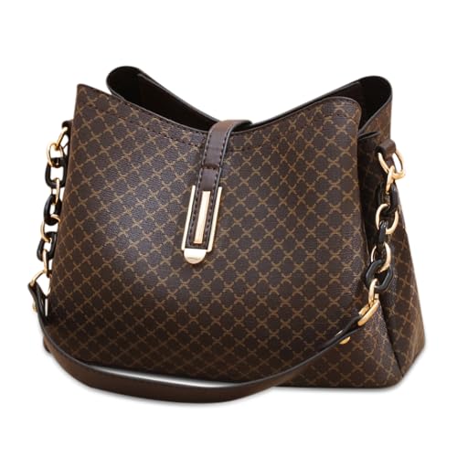 VARLIVOO Vintage Damen Handtaschen Schultertasche Frauen Umhängetasche Henkeltasche Damen Taschen Klein Crossbody Bag für Shopper Arbeit Reisen Wasserdicht PU Leder Braun von VARLIVOO