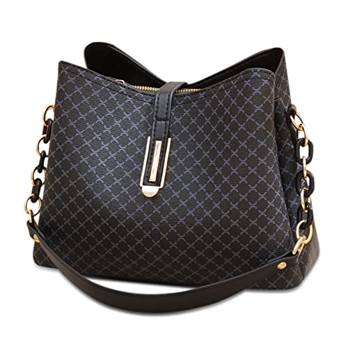 VARLIVOO Vintage Damen Handtaschen Schultertasche Frauen Umhängetasche Henkeltasche Damen Taschen Klein Crossbody Bag für Shopper Arbeit Reisen Wasserdicht PU Leder Schwarz von VARLIVOO