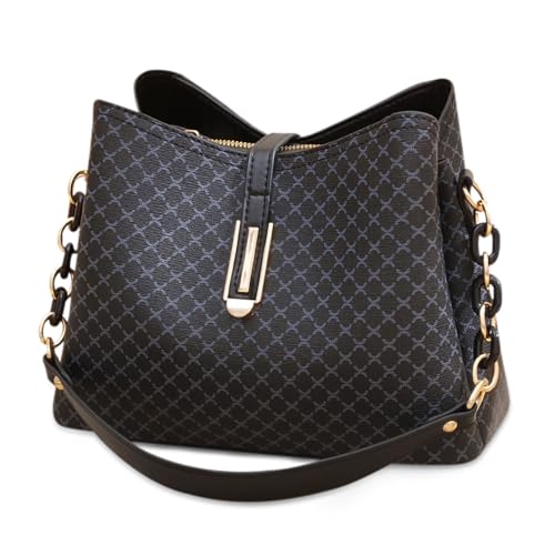 VARLIVOO Vintage Damen Handtaschen Schultertasche Frauen Umhängetasche Henkeltasche Damen Taschen Klein Crossbody Bag für Shopper Arbeit Reisen Wasserdicht PU Leder Schwarz von VARLIVOO