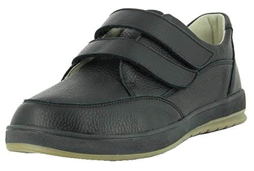 VAROMED 82120 Herren Prophylaxeschuh, Gesundheitsschuh, Klettschuh, Lederschuh, Halbschuh, Klettverschlüsse für einfachen Einstieg, Dialinofutter, Wechselfußbett, Elchleder schwarz (schwarz), EU 46 von VAROMED