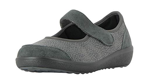 VAROMED Sevilla Ballerina Damen I Orthopädische Schuhe I Ballerina mit Klett I Stretch Ballerina I Ballerinas Damen I Gesundheitsschuhe für breite & Sensible Füße (Grau, Numeric_38_Point_5) von VAROMED