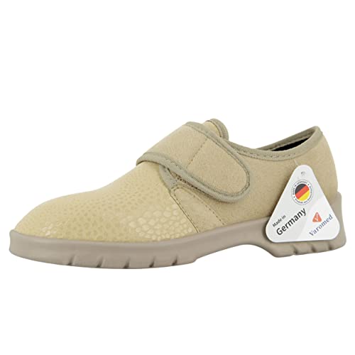VAROMED Strasbourg Orthopädische Stretchschuhe Damen I Sand I Gr. 40 I Klett Damen- Stretchschuhe für Sensible Füße I Fußentlastend, mit Wechselfußbett I Made in Germany von VAROMED