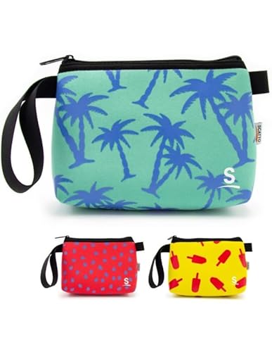 Fresch Neopren-Clutch 20 x 14,5 cm mit Griff – buntes Sommeretui – 3 verschiedene Designs für Meer, Reisen und Alltag – Varzi seit 1956 von VARZI