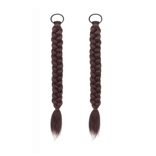 2PCS Geflochtener Pferdeschwanz Verlängerungen Haar Krawatten Lange Pferdeschwanz Synthetische Haar Stück Frauen Mädchen Täglich Tragen Perücken Zubehör (Dunkelbraun) von VASANA