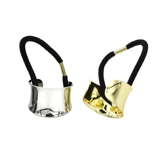 2PCS Metall Manschette Pferdeschwanz Halter Elastisches Haar Band Seil Frauen Mädchen Haar Krawatten Haar Zubehör Haar Seil Gold und Silber von VASANA