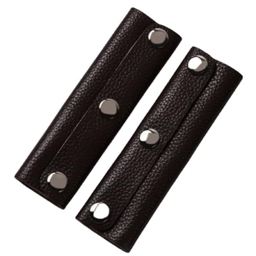 VASANA 2 x schwarze PU-Leder-Handtaschengriff-Abdeckung mit 3-reihigem Metall-Verschluss, Gepäcktasche, weicher Griff, Schutz für Einkaufstasche, Reisekoffer, Tragetasche, Schwarz , 13x9cm/5.1x3.5inch von VASANA