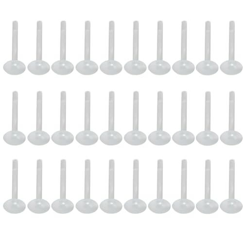 VASANA 30 Stück 16 G 6 mm transparenter Kunststoff Push-Top-Piercing-Halter flexible Ohrstecker-Ohrstecker Nase Lippe Labret Stecker Schmuckhalter für Männer und Frauen, 10 mm, Kunststoff von VASANA