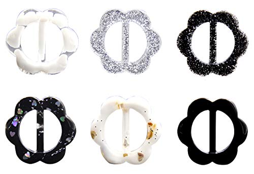 VASANA 6 Stück Damen Mädchen Mode Pflaumenform Kunststoff Seide Schal Clips Verschluss Ring Schal Schnalle Slides für Seide Halstuch Kleidung T-Shirt (Farbe zufällig) von VASANA
