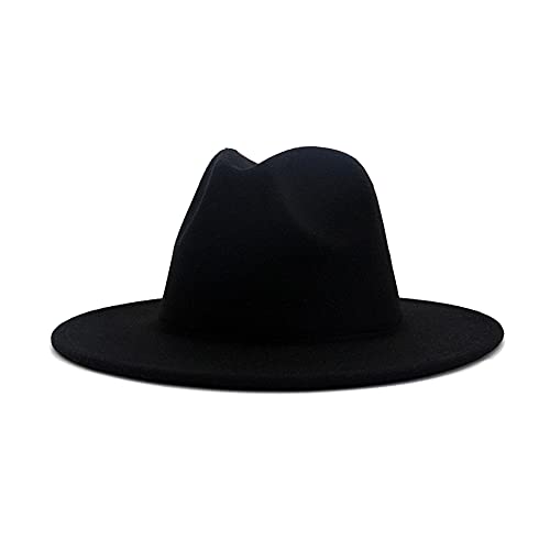 VASANA Modischer, klassischer Fedora-Hut aus Wollmischung, breite Krempe, flache Kirche, Derby, Jazz, Gentlemans, Flachhut, Panamahut für Männer und Frauen, Hochzeit, Party, Talent, Show, Performance, von VASANA