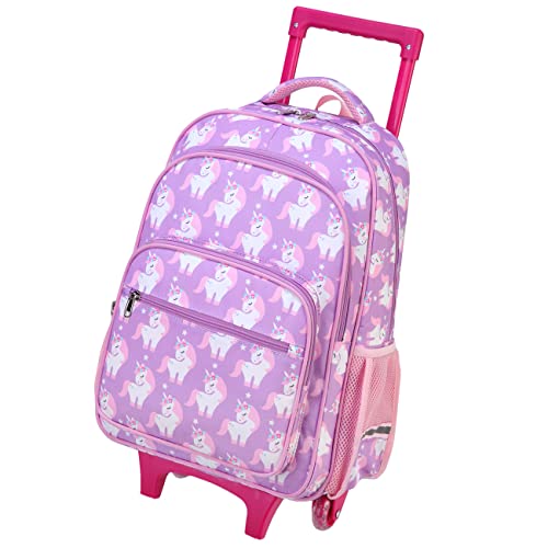 VASCHY Kinderrucksack, Schulranzen mit Rollen für Mädchen, Jungen, Koffer, Kinder, 40,6 cm, Rucksack, auf Rollen, wasserfest, für Schule, Reisen, Wochenende, Lila Einhorn von VASCHY