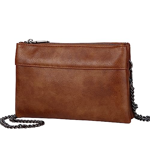 VASCHY Clutch Damen, ELegant Handtasche Umhängetasche Wristlet Clutch Crossbody für Hochzeit Freizeit Party Braun von VASCHY