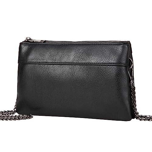 VASCHY Clutch Damen, ELegant Handtasche Umhängetasche Wristlet Clutch Crossbody für Hochzeit Freizeit Party Schwarz von VASCHY