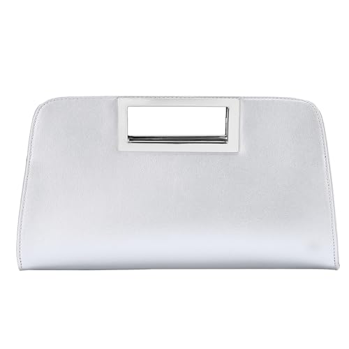 VASCHY Clutch Damen, Mode Schultertasche ELegant Handtasche Umhängetasche Vegan Leder Wristlet Clutch Crossbody für Hochzeit Freizeit Party Silbrig von VASCHY