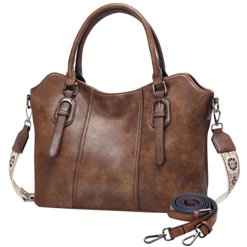 VASCHY Handtasche für Dame, Vegan Leder Hobo Taschen Top Griff Satchel Schulter Frauen Geldbörse Handtasche Geldbörse mit Crossbody Gitarrengurt Braun von VASCHY