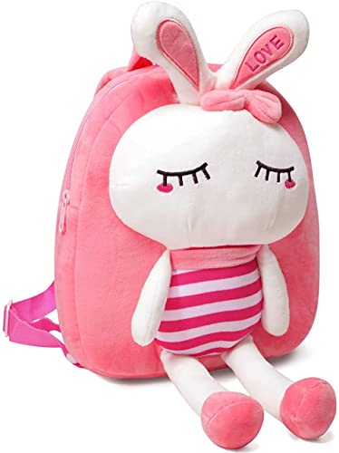 Kindergartenrucksack Mädchen, VASCHY Niedlich Kinderrucksack Plüsch Tier Klein Mini Rucksack Kindergarten für Baby(Kaninchen) von VASCHY