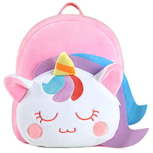 VASCHY Kleiner Plüsch-Rucksack für kleine Kinder, Jungen und Mädchen, 145-Einhorn, Rosa, Taille unique von VASCHY