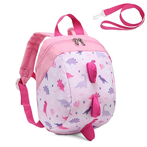 VASCHY Kinderrucksack, Mini Rucksack Klein Kindertasche Rucksack Kindergartenrucksack Kleinkind Schultasche für Mädchen Rosa Dinosaurier von VASCHY