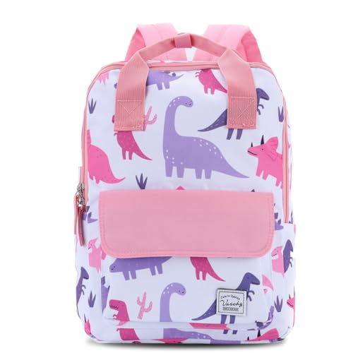 VASCHY Kinderrucksack, Niedlich Vorschule Schulranzen Jungen Mädchen Leichter Rucksack Kindergarten Kleinkind Tagesrucksack Brustgurt Rosa Dinosaurier von VASCHY