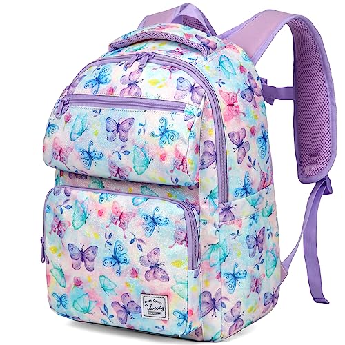 VASCHY Kinderrucksack, Niedlich Wasserabweisend 12L Vorschule Kinder Rucksack Kindergartenrucksack Schulrucksack Kleinkind Rucksack für Mädchen Jungen Schule Reisen Giltter Schmetterling Groß von VASCHY