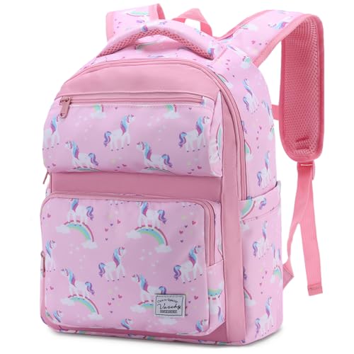 VASCHY Kinderrucksack, Niedlich Wasserabweisend 12L Vorschule Kinder Rucksack Kindergartenrucksack Schulrucksack Kleinkind Rucksack für Mädchen Jungen Schule Reisen Rosa Einhorn von VASCHY