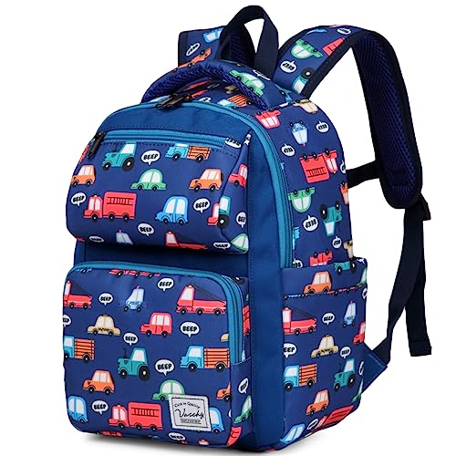 VASCHY Kinderrucksack, Niedlich Wasserabweisend 7L Vorschule Kinder Rucksack Kindergartenrucksack Schulrucksack Kleinkind Rucksack für Mädchen Jungen Schule Reisen Fahrzeuge Klein von VASCHY