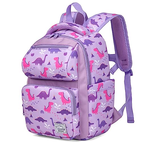 VASCHY Kinderrucksack, Niedlich Wasserabweisend 7L Vorschule Kinder Rucksack Kindergartenrucksack Schulrucksack Kleinkind Rucksack für Mädchen Jungen Schule Reisen Lila Dinosaurier Klein von VASCHY