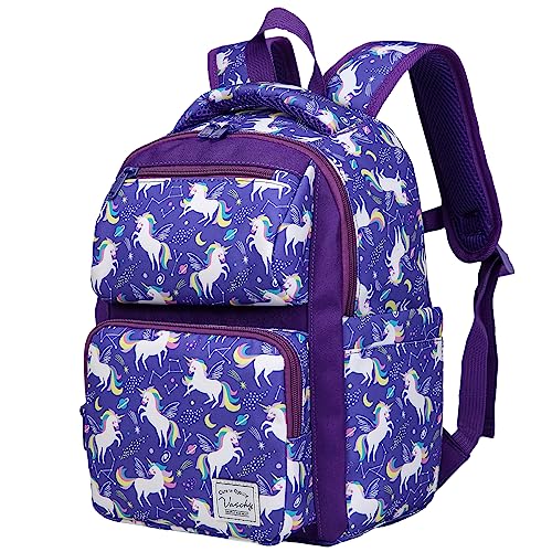 VASCHY Kinderrucksack, Niedlich Wasserabweisend 7L Vorschule Kinder Rucksack Kindergartenrucksack Schulrucksack Kleinkind Rucksack für Mädchen Jungen Schule Reisen Lila Einhorn Klein von VASCHY