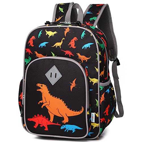 VASCHY Kinderrucksack, Niedlich Wasserabweisend Vorschule Kinder Jungen Rucksack Leicht Kindergarten Mädchen Kleinkind Rucksack Schwarzer Dinosaurier von VASCHY