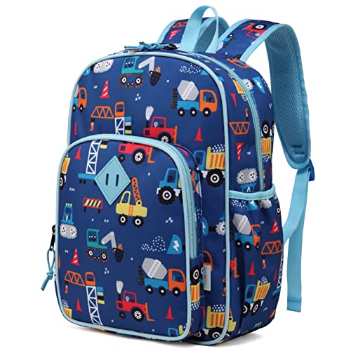 VASCHY Kinderrucksack, Niedlich Wasserabweisend Vorschule Kinder Jungen Rucksack Leicht Kindergarten Mädchen Kleinkind Rucksack mit Brustgurt Fahrzeug von VASCHY