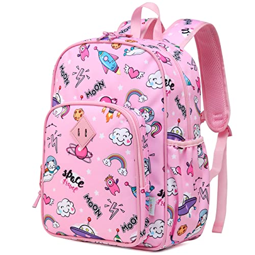 VASCHY Kinderrucksack, Niedlich Wasserabweisend Vorschule Kinder Jungen Rucksack Leicht Kindergarten Mädchen Kleinkind Rucksack mit Brustgurt Rosa Raum von VASCHY